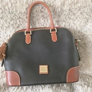 Black and Brown Leather Shoulder Bag - Classic Women's Handbag